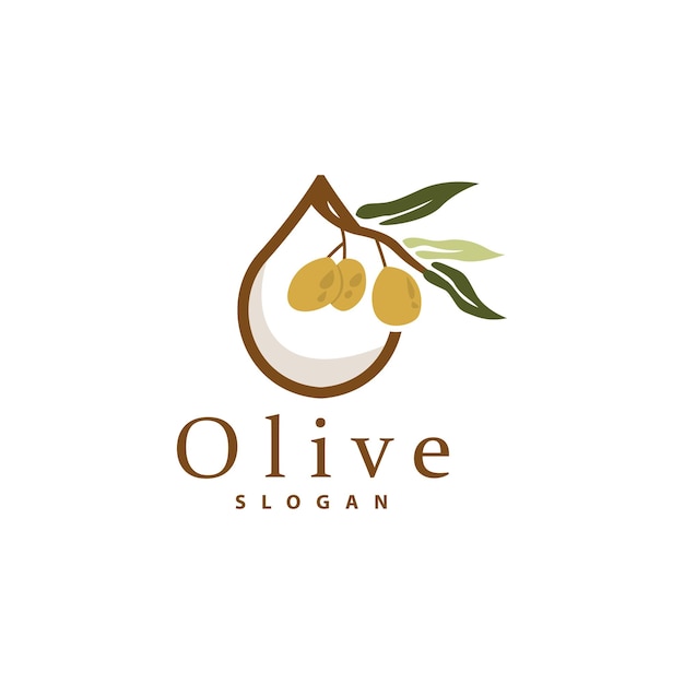 Olijfolie Logo Olive Leaf Plant Kruidentuin Vector Eenvoudige Elegante Luxe Pictogram Ontwerp Sjabloon Illustratie