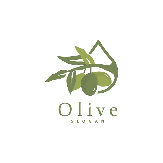 Olijfolie Logo Olive Leaf Plant Kruidentuin Vector Eenvoudige Elegante Luxe Pictogram Ontwerp Sjabloon Illustratie