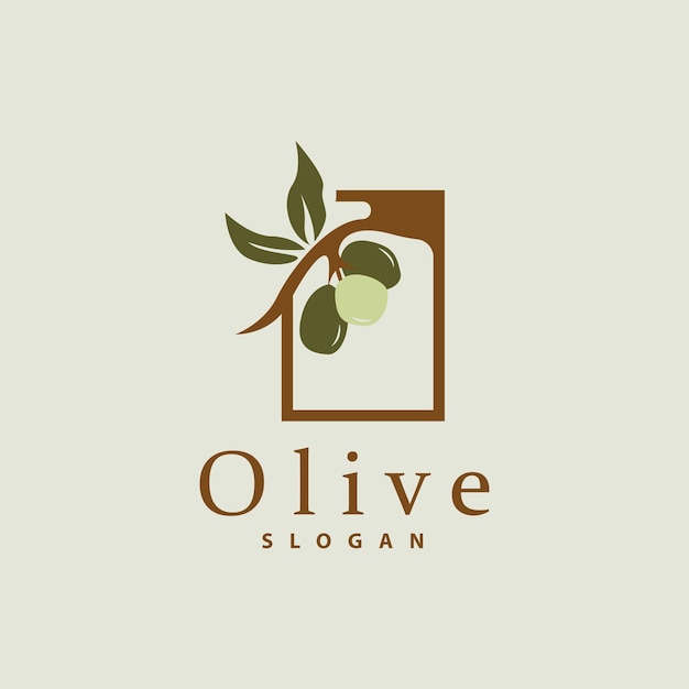 Olijfolie Logo Olive Leaf Plant Kruidentuin Vector Eenvoudige Elegante Luxe Pictogram Ontwerp Sjabloon Illustratie