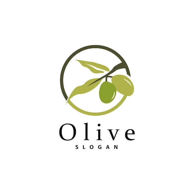 Olijfolie Logo Olive Leaf Plant Kruidentuin Vector Eenvoudige Elegante Luxe Pictogram Ontwerp Sjabloon Illustratie