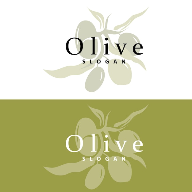 Olijfolie Logo Olive Leaf Plant Kruidentuin Vector Eenvoudige Elegante Luxe Pictogram Ontwerp Sjabloon Illustratie