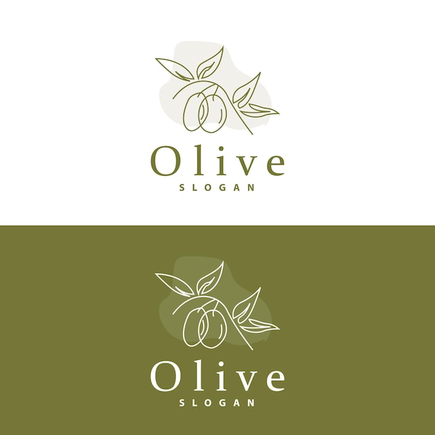 Olijfolie Logo Olive Leaf Plant Kruidentuin Vector Eenvoudige Elegante Luxe Pictogram Ontwerp Sjabloon Illustratie