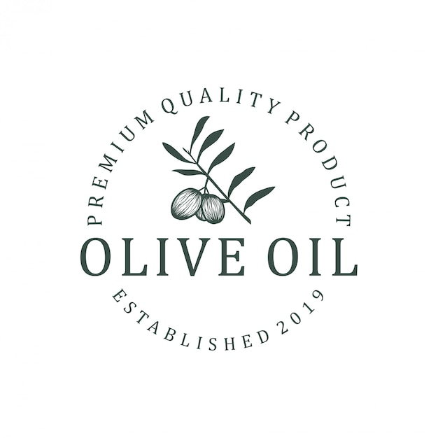 Olijfolie logo ontwerp. natuur gezondheid voedsel blad groene europese olea