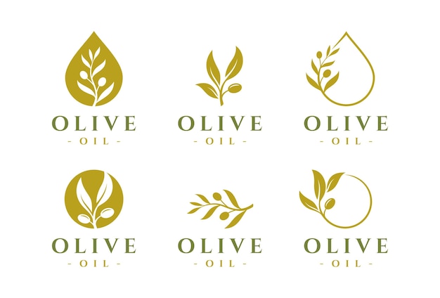 Olijfolie logo ontwerpsjabloon set