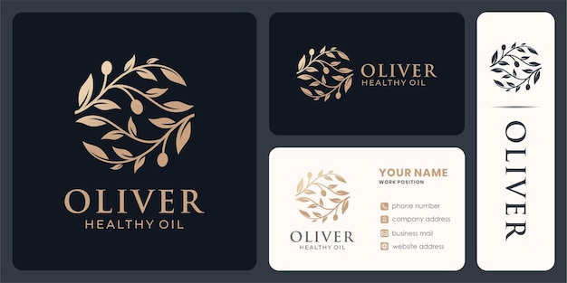 Olijftak logo-ontwerp voor gezonde olie en cosmetica.