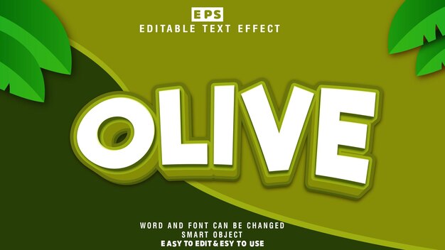 Olive 3d Editable Text Effect Vector With Background