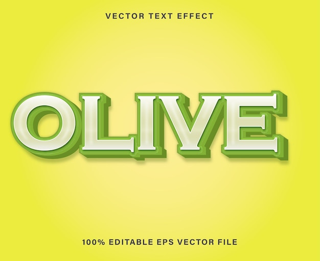 Vector olive 3d text effect editable text eps