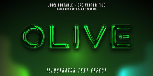 Vector olive 3d text effect futuristic