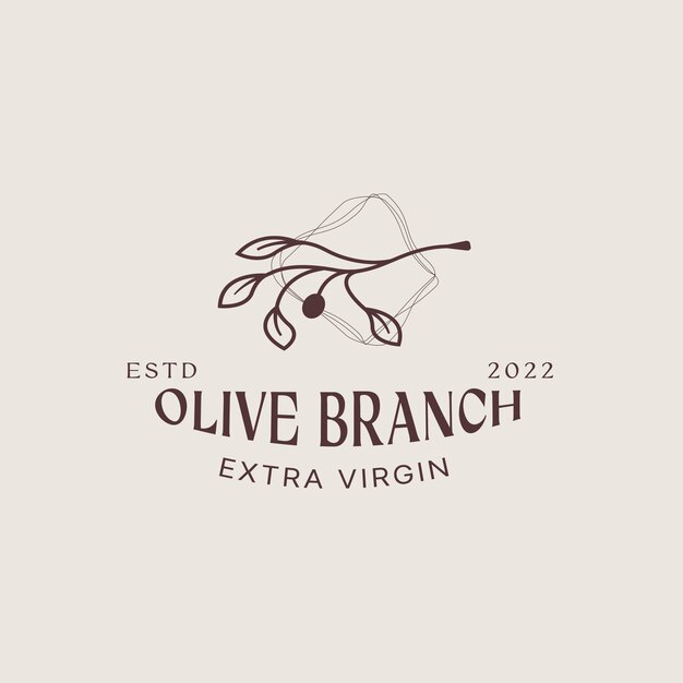 Olive branch logo design template olive oil olive leaf feminine logo