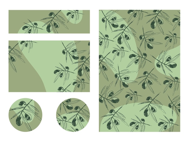 Olive branches background design elements