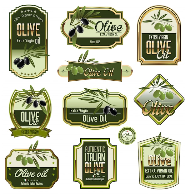 Vector olive golden labels