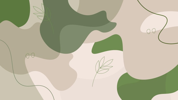 オリーブ グリーンの有機的な形状水彩ニュートラル ブログ バナー背景デザイン美的な壁紙