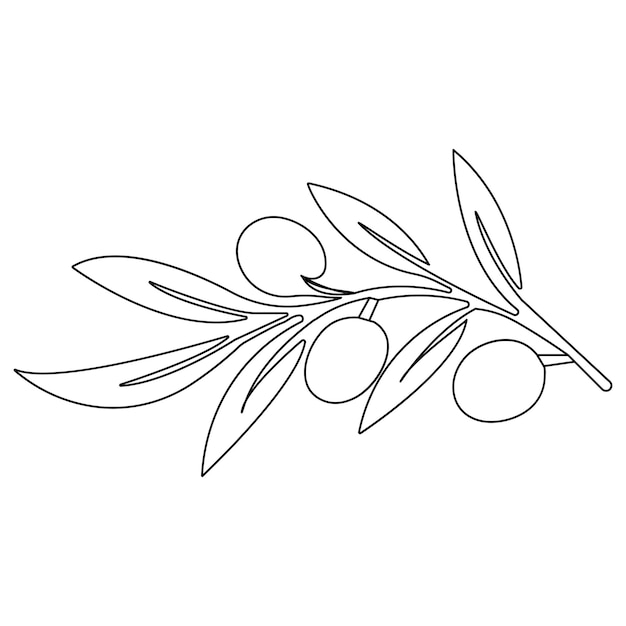 Olive icon continuous one line drawing outline vector illustration