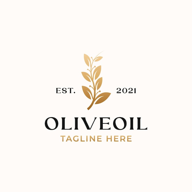 Olive leaf golden gradient color logo template isolated in white