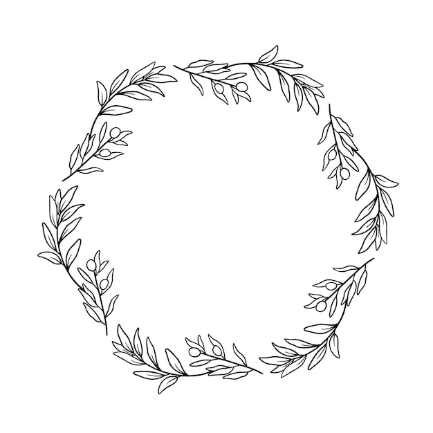 Olive leaves wreath frame.