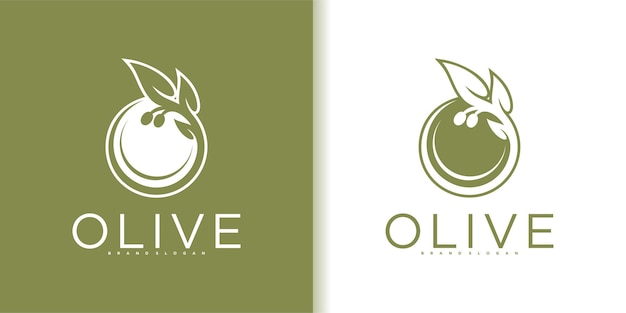 Olive logo design with creative element style Premium Vector