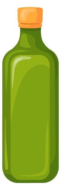 Vector olive oil bottle cartoon green glass with virgin fat