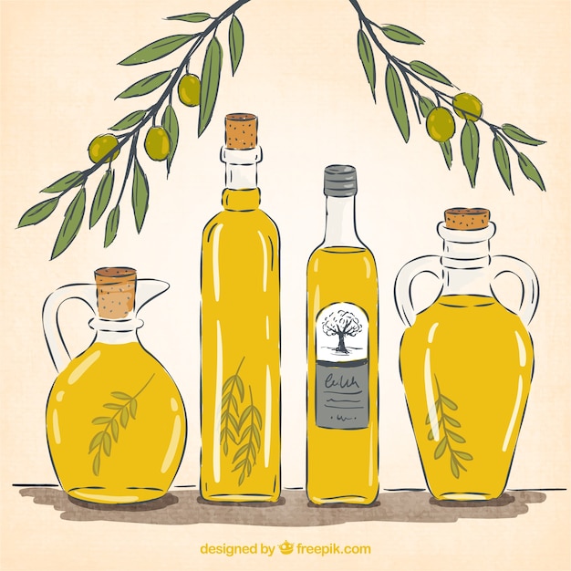 Vettore bottiglie di olio d'oliva