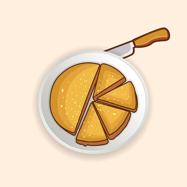 Иллюстрация торта с оливковым маслом, нож. Creative Delicious Latin American Food Clip Art Премиум векторы.