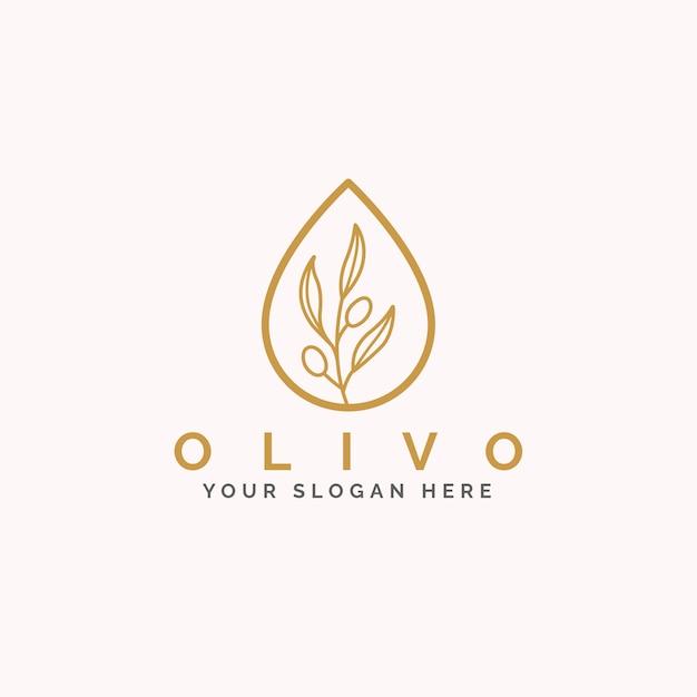 Olive oil droplet and fruit and leave olive logo design