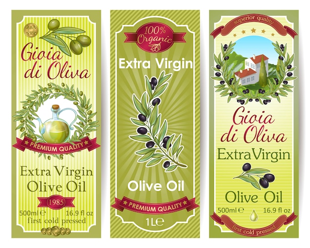 Olive oil labels set