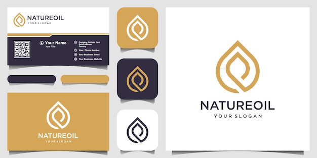 Olive oil and leaf logo and business card