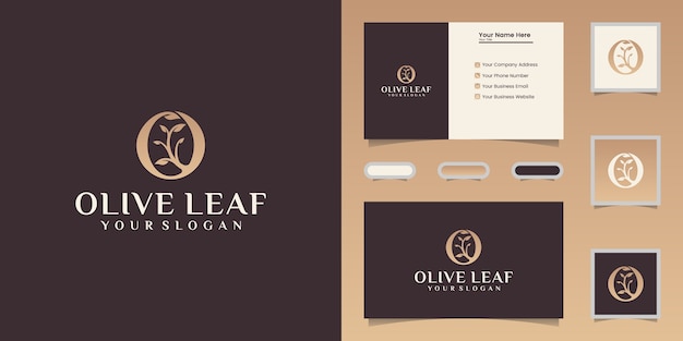 Premium Vector | Olive oil and leaf logo design template and business card