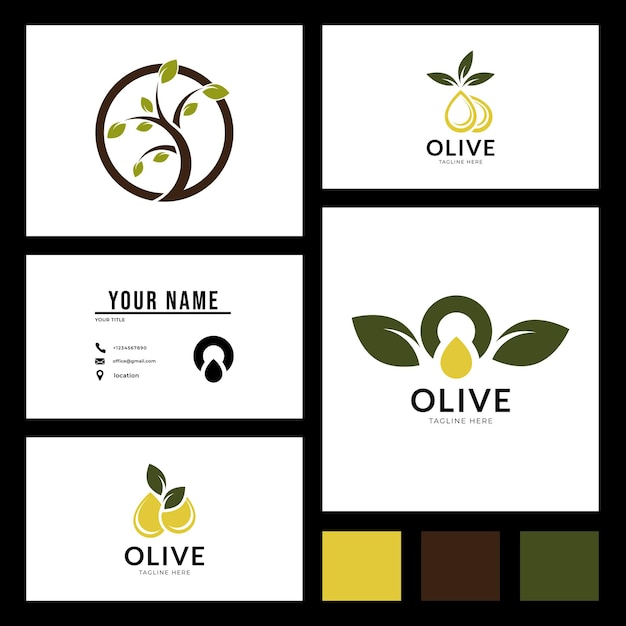 olive oil logo design inspiration with business card design.