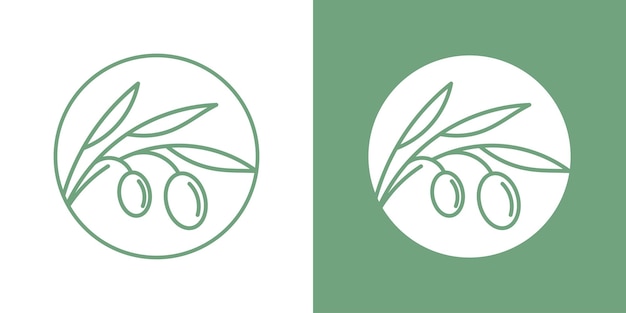 Olive oil logo design line circle icon vector illustration