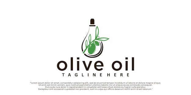 Design del logo dell'olio d'oliva con un concetto moderno vettore premium