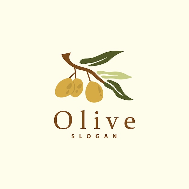 Olive Oil Logo Olive Leaf Plant Herbal Garden Vector Simple Elegant Luxurious Icon Design Template illustration