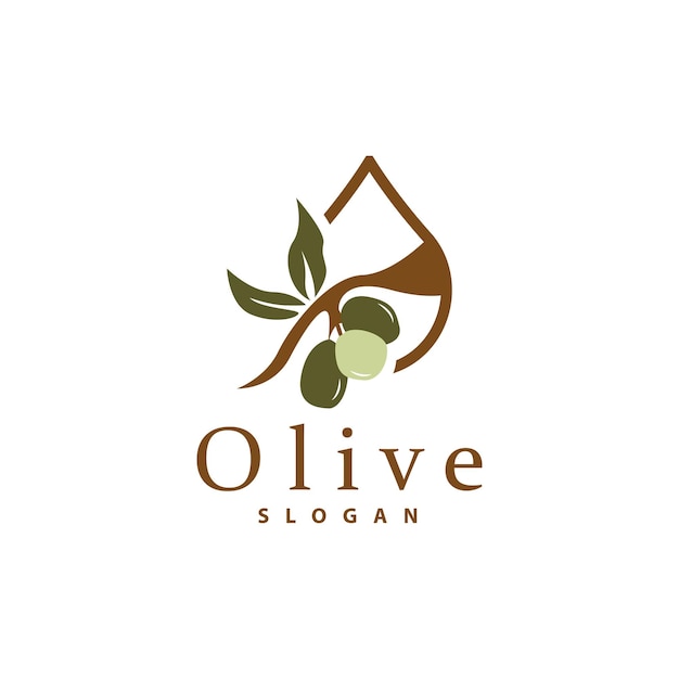 올리브 오일 로고 올리브 잎 식물 초본 정원 벡터 단순하고 우아한 고급스러운 아이콘 디자인 템플릿 그림