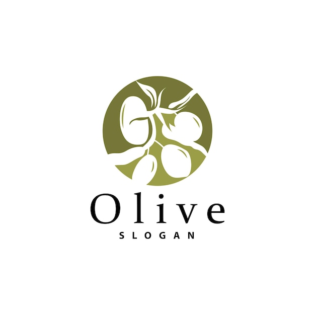 Olive Oil Logo Olive Leaf Plant Herbal Garden Vector Simple Elegant Luxurious Icon Design Template illustration