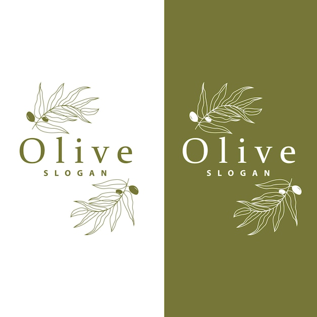 Логотип оливкового масла Оливковый лист Растение Травяной сад Вектор Простой элегантный роскошный дизайн иконок Шаблон иллюстрации