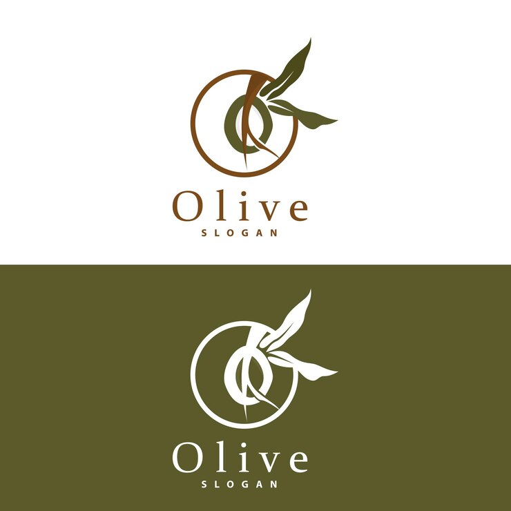 Vector olive oil logo olive leaf plant herbal garden vector simple elegant luxurious icon design template illustration