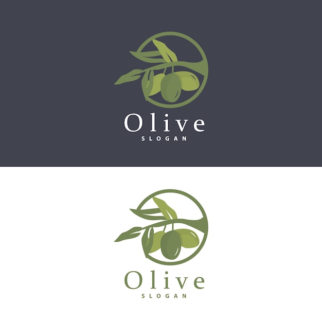 オリーブ オイルのロゴ オリーブ リーフ植物ハーブ ガーデン ベクトル シンプルでエレガントな豪華なアイコン デザイン テンプレート イラスト