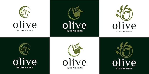 olive oil logo organic products collection of beautiful model olive emblems for oil and medicine