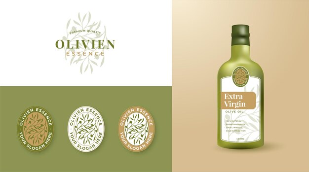 Vector olive oil logo and set of label design