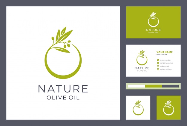 Logo di olio d'oliva con design biglietto da visita