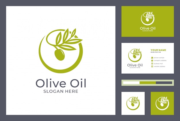 Olive oil logo with business card design  