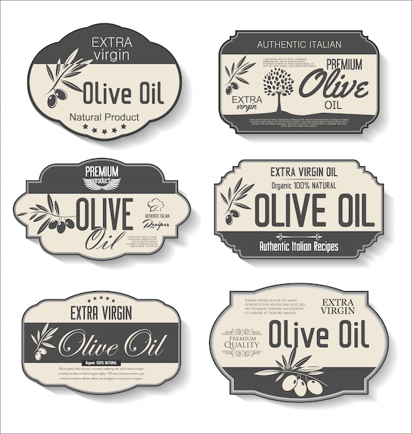 Vector olive oil retro labels collection