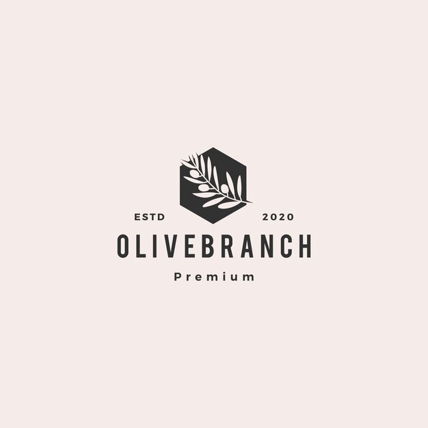 Olive oil tree branch logo hipster vintage retro  