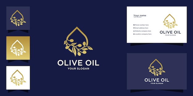 Olive oil water drop logo in luxury gold color