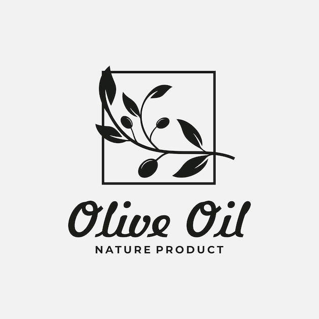 Olive plant logo template. olive branch tree virgin oil vector illustration.