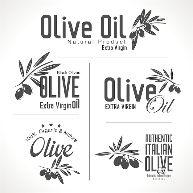 Черно-белая коллекция оливковых ретро-этикеток