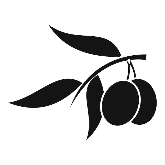 Olive tree branch with two olives icon Simple illustration of olive tree branch vector icon for web