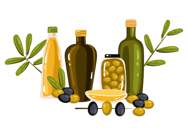 Vector olive tree food agriculture concept flat graphic design illustration