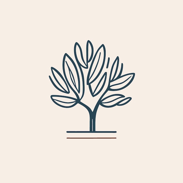 olive tree retro line shading vector illustration line art