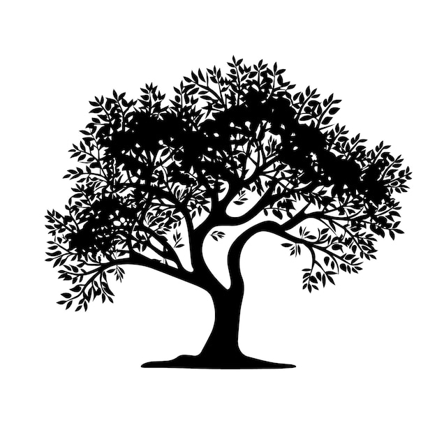 Vector olive tree silhouette icon isolated on white background