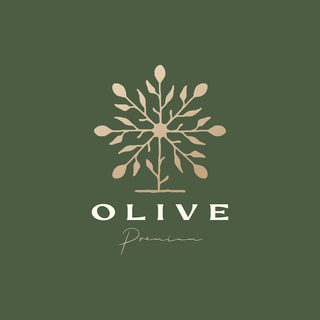 オリーブの木の洗練された美的ロゴのテンプレート